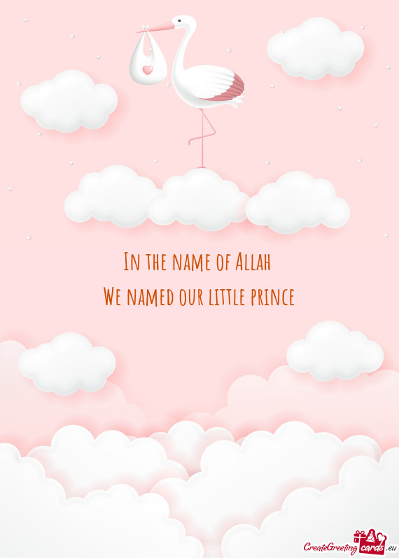 In the name of Allah   We named our little prince