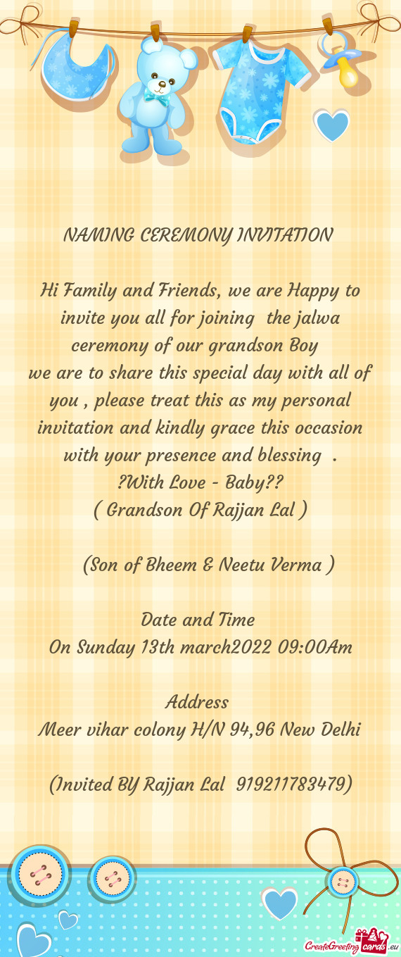 Indly grace this occasion with your presence and blessing