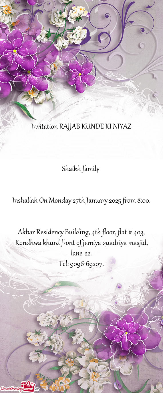 Inshallah On Monday 27th January 2025 from 8:00