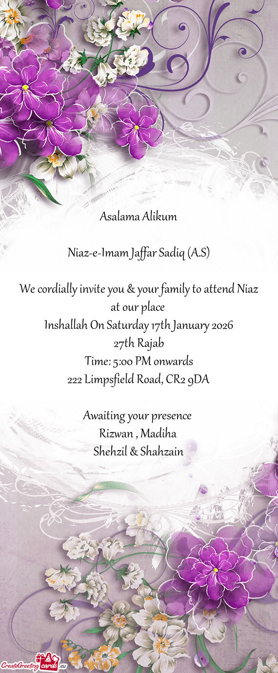 Inshallah On Saturday 17th January 2026