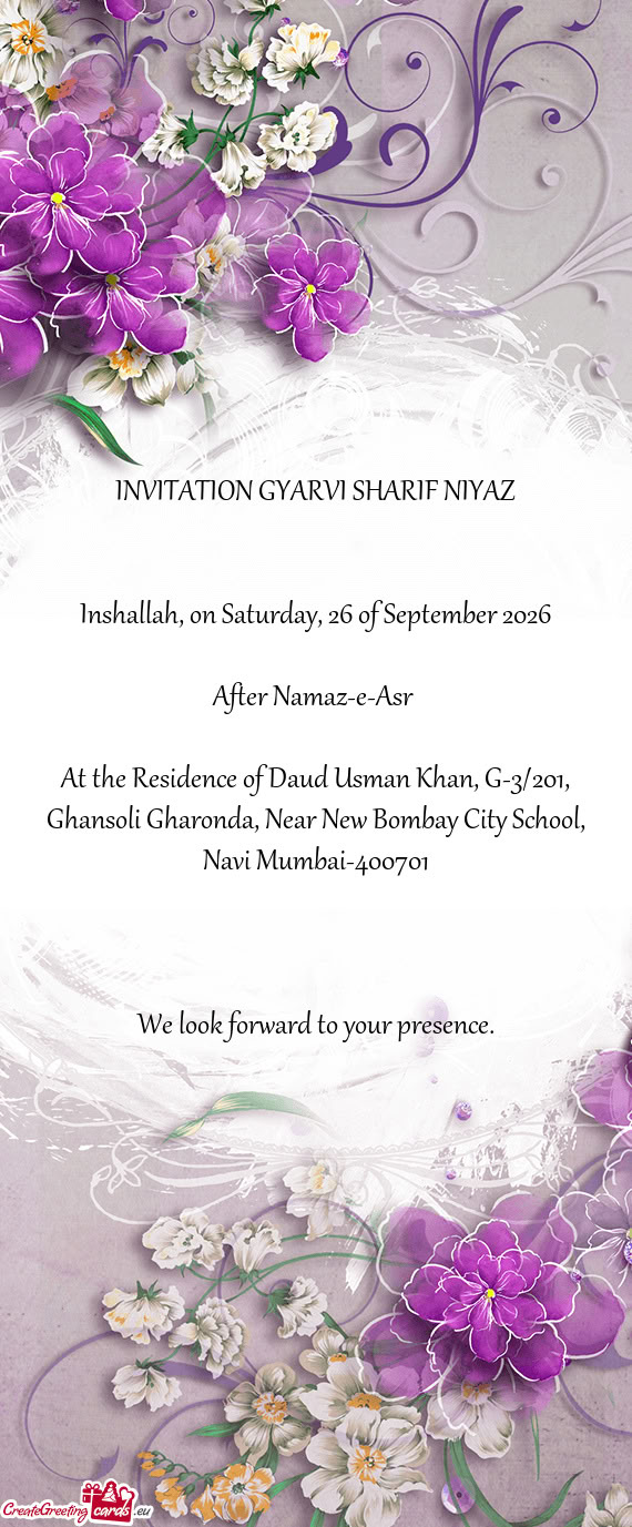Inshallah, on Saturday, 26 of September 2026