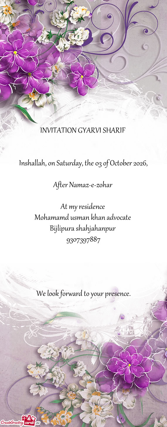 Inshallah, on Saturday, the 03 of October 2026