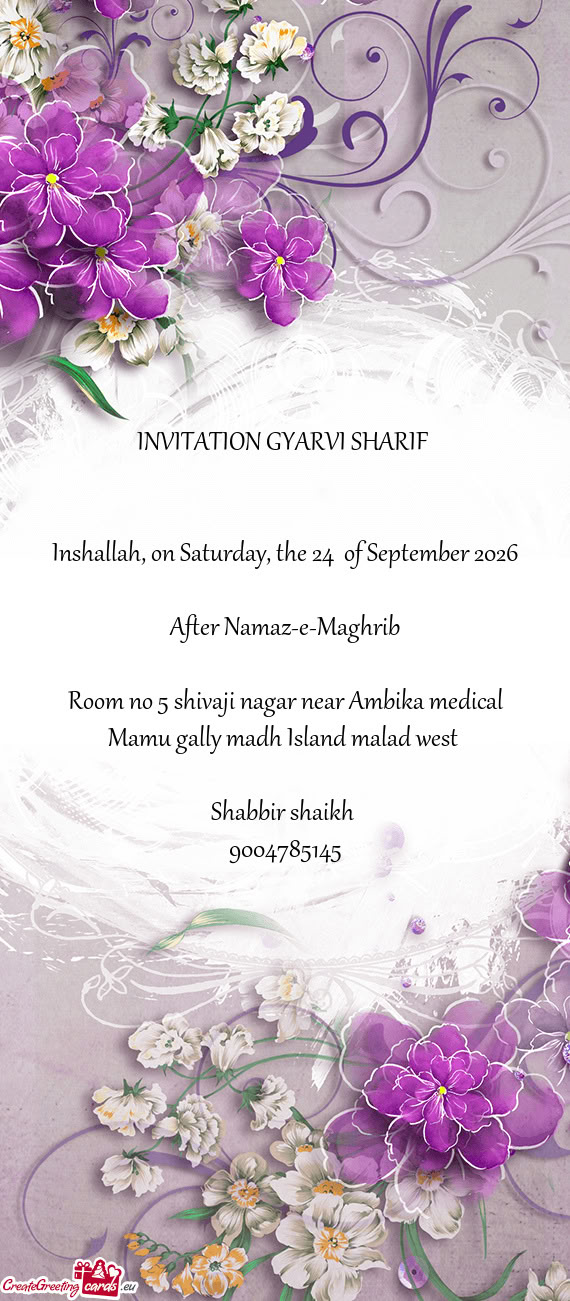 Inshallah, on Saturday, the 24 of September 2026
