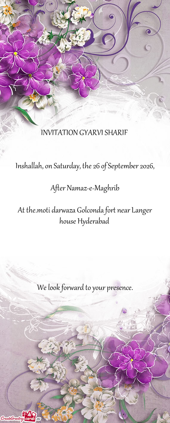 Inshallah, on Saturday, the 26 of September 2026