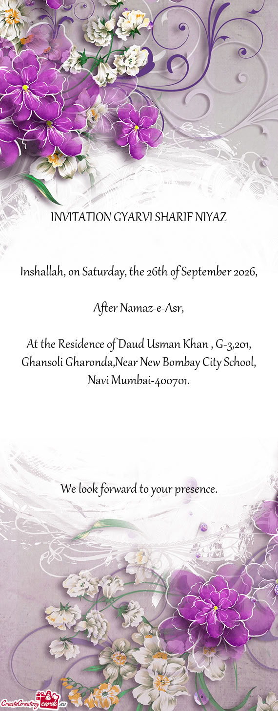 Inshallah, on Saturday, the 26th of September 2026
