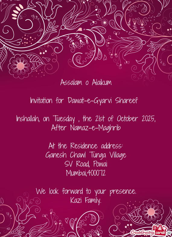 Inshallah, on Tuesday , the 21st of October 2025