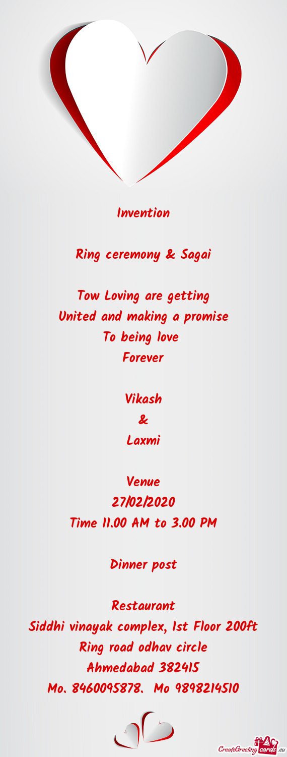 Invention    Ring ceremony & Sagai    Tow Loving are