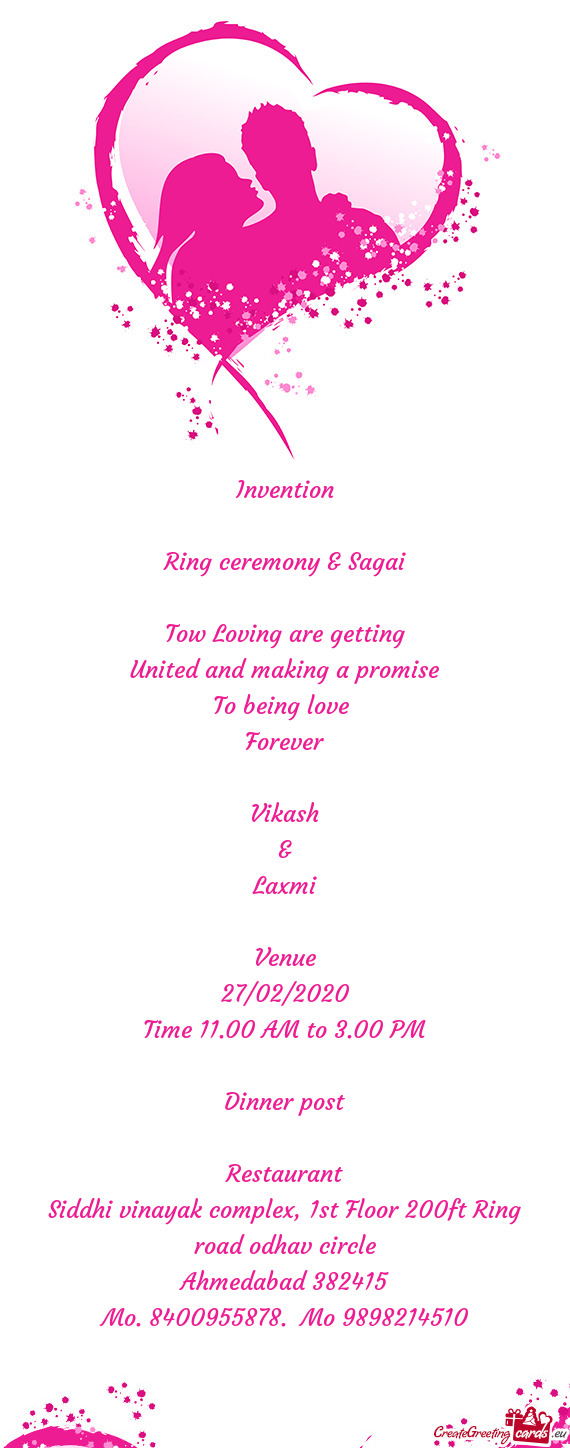 Invention    Ring ceremony & Sagai    Tow Loving are