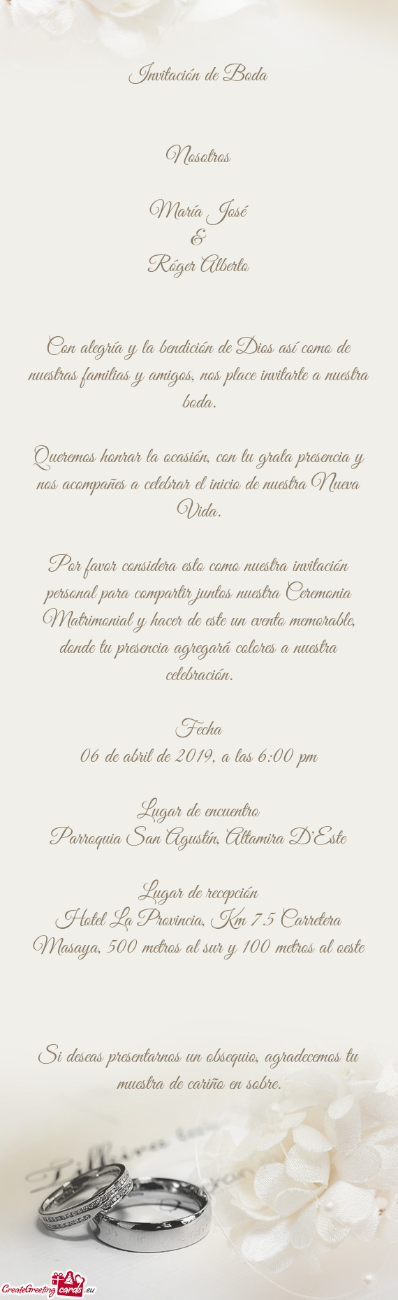 Invitación de Boda