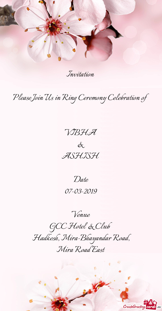 Invitation     Please Join Us in Ring Ceremony Celebration