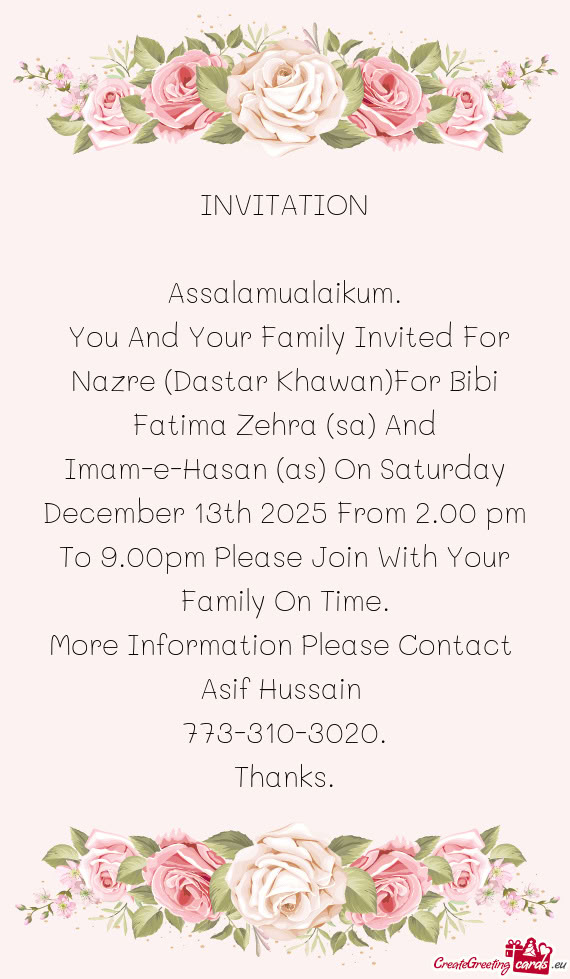 INVITATION Assalamualaikum