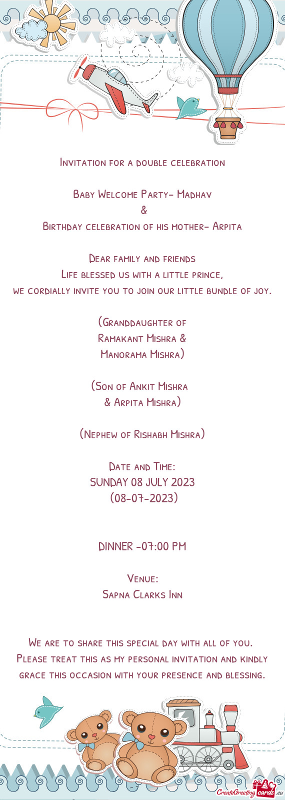 Invitation for a double celebration