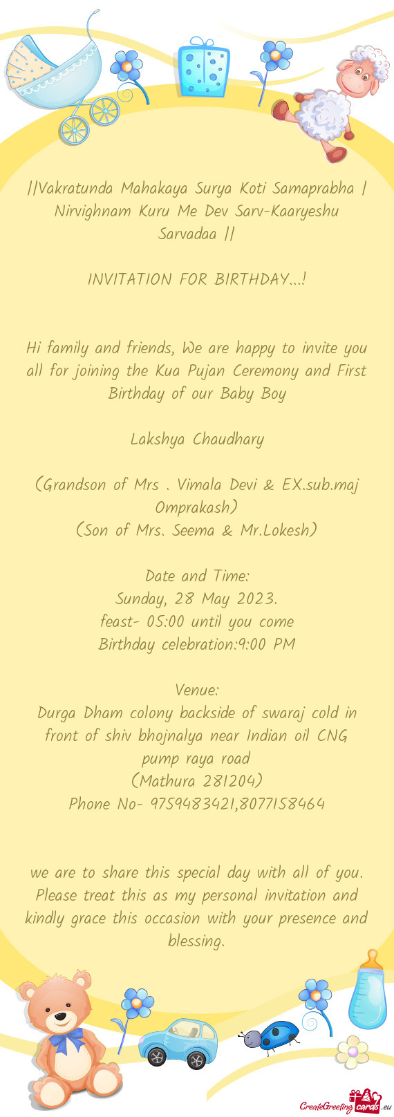 INVITATION FOR BIRTHDAY