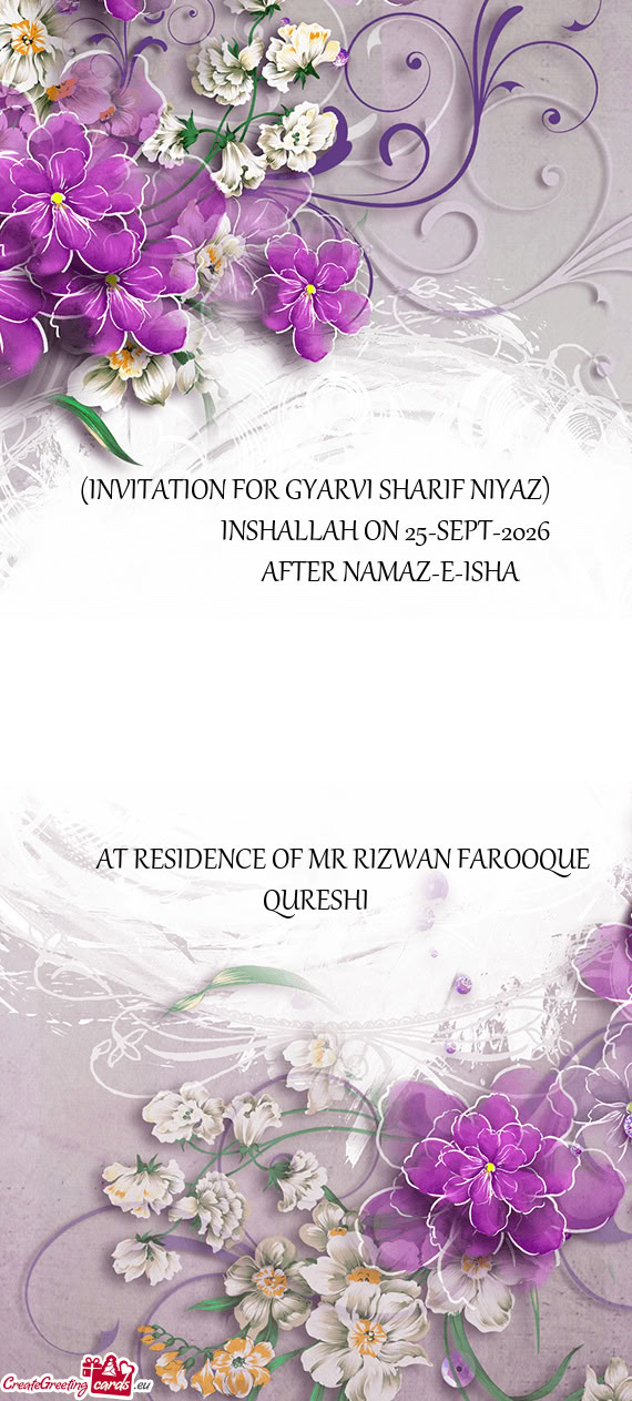 (INVITATION FOR GYARVI SHARIF NIYAZ)