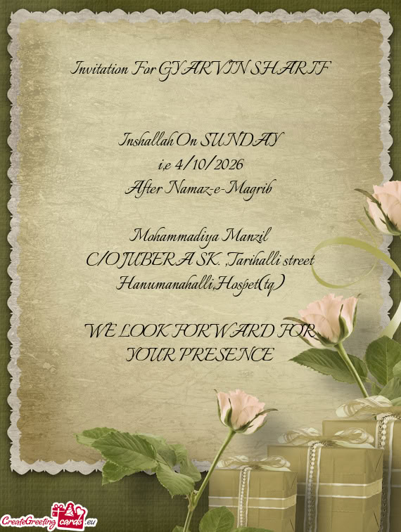 Invitation For GYARVIN SHARIF