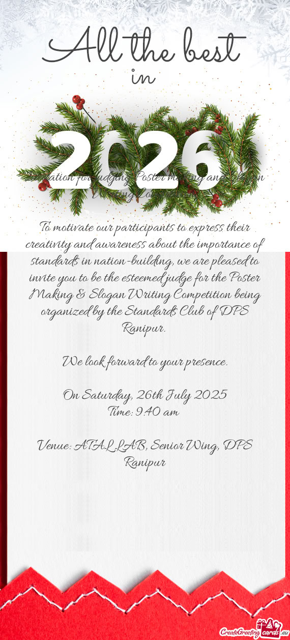 Invitation for judging Poster making and Slogan Writing Competition