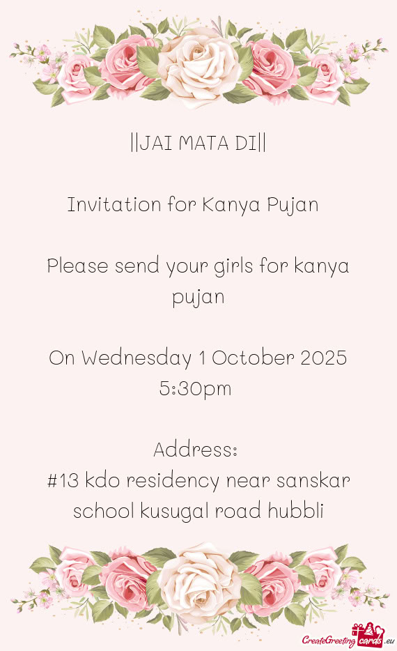 Invitation for Kanya Pujan🌷