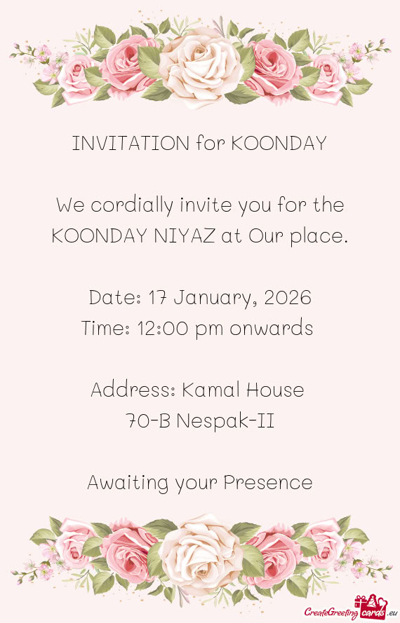 INVITATION for KOONDAY
