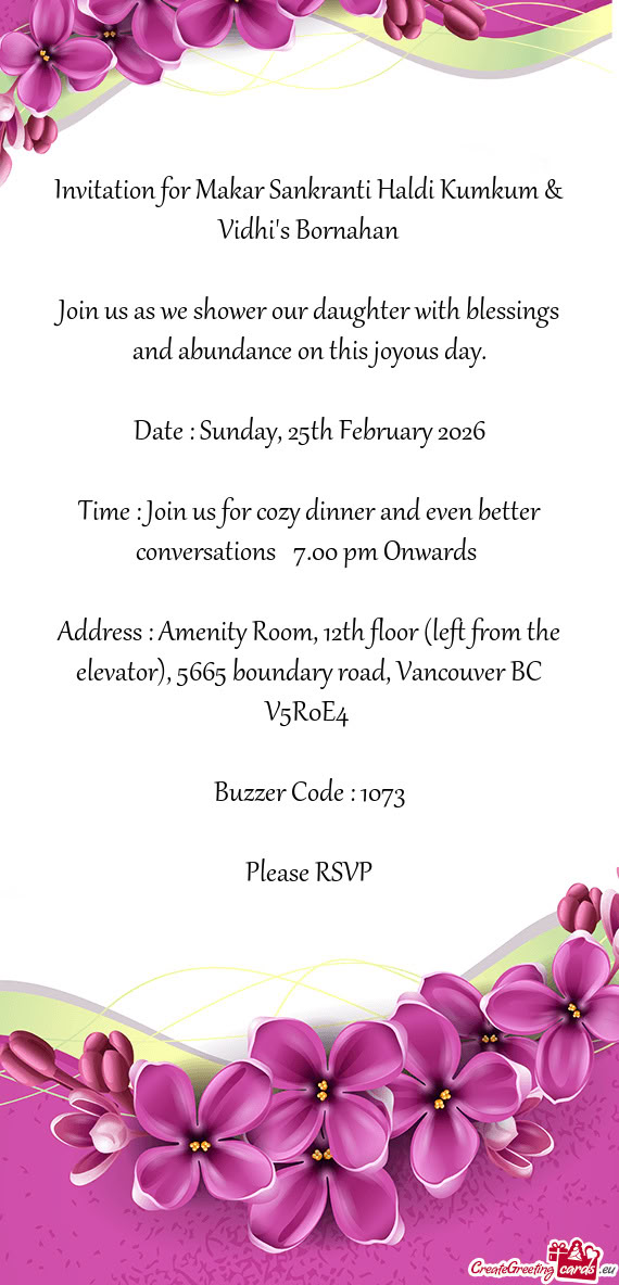 Invitation for Makar Sankranti Haldi Kumkum & Vidhi