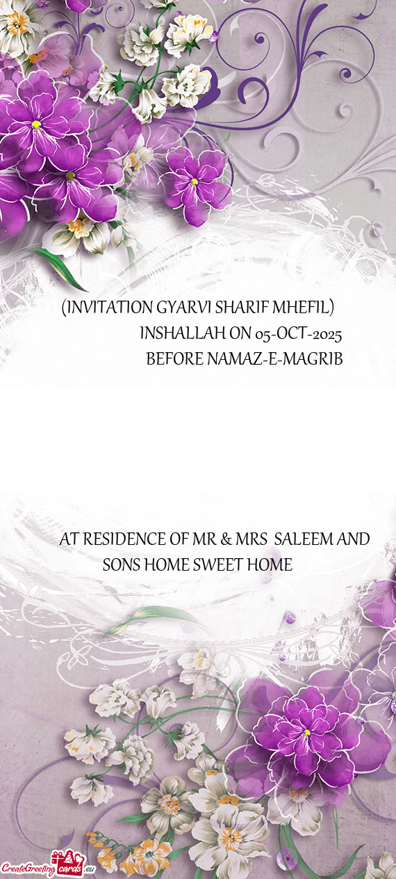 (INVITATION GYARVI SHARIF MHEFIL)
