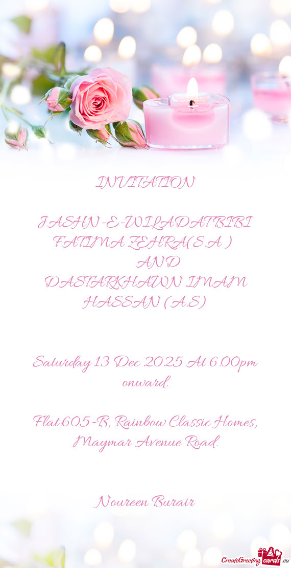 INVITATION JASHN-E-WILADAT BIBI FATIMA ZEHRA(S