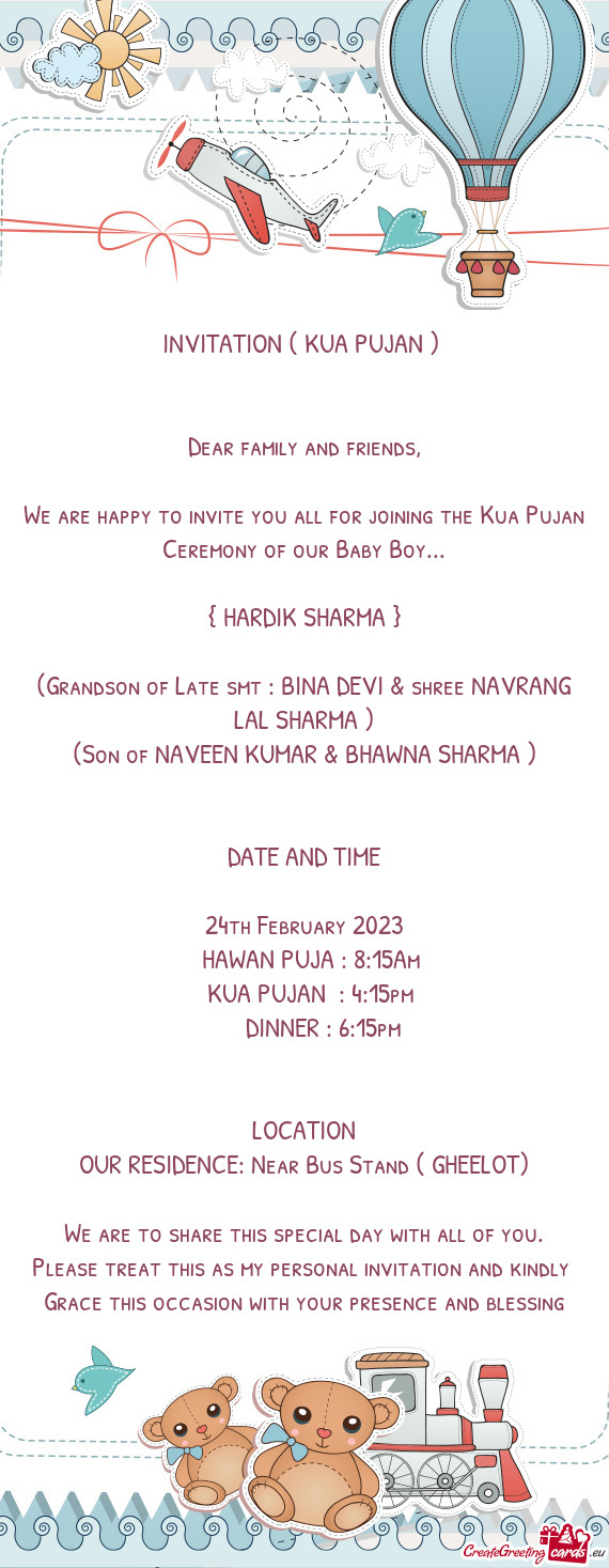 INVITATION ( KUA PUJAN )