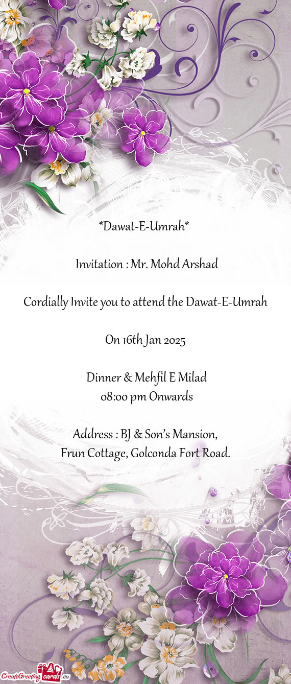 Invitation : Mr. Mohd Arshad