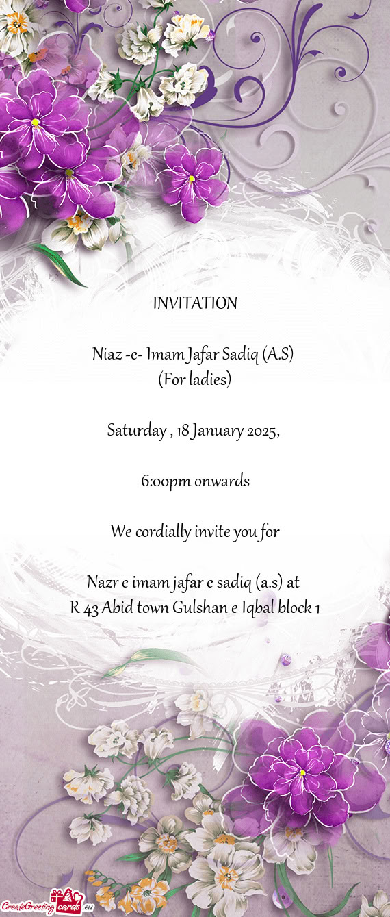 INVITATION Niaz -e- Imam Jafar Sadiq (A