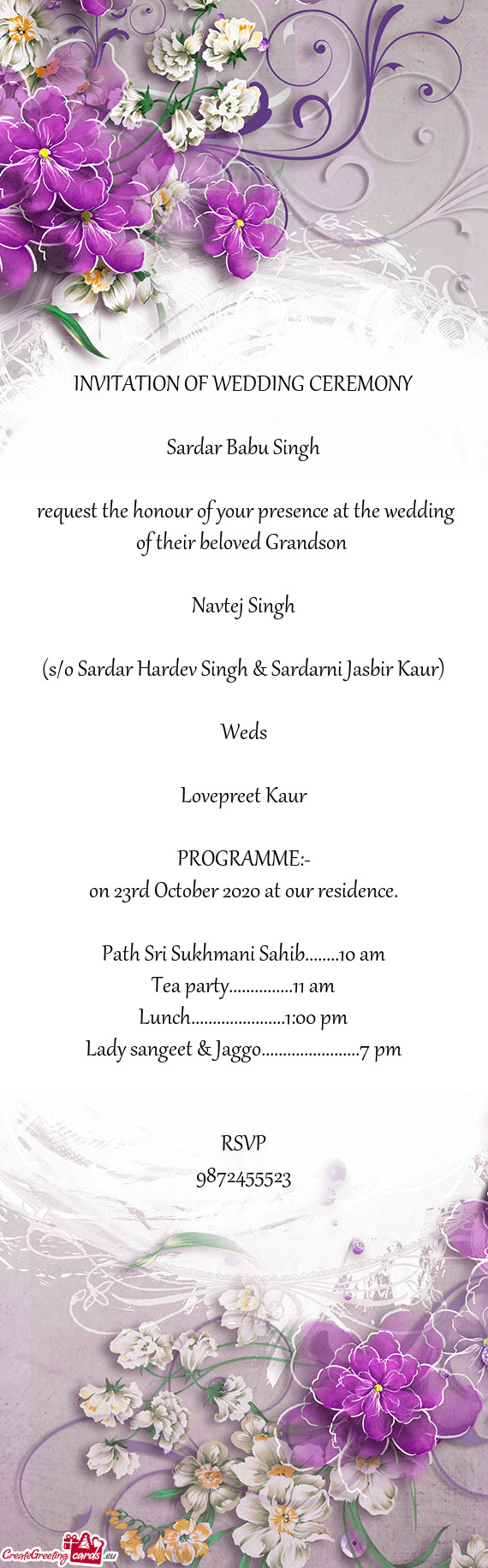 INVITATION OF WEDDING CEREMONY