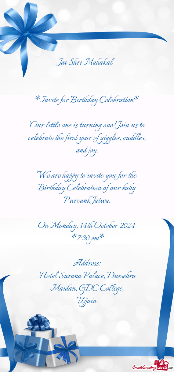 Invite for Birthday Celebration