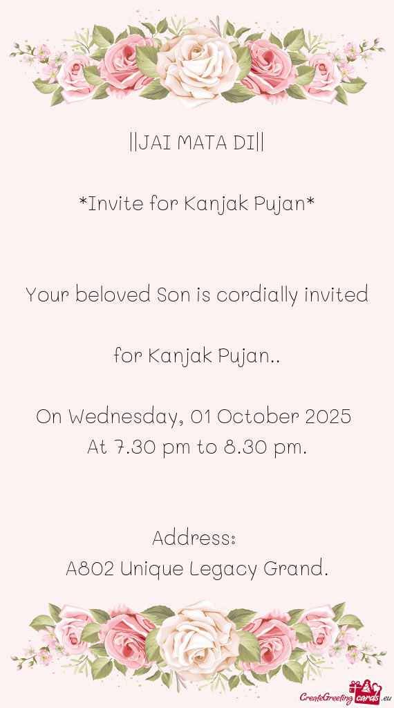 Invite for Kanjak Pujan