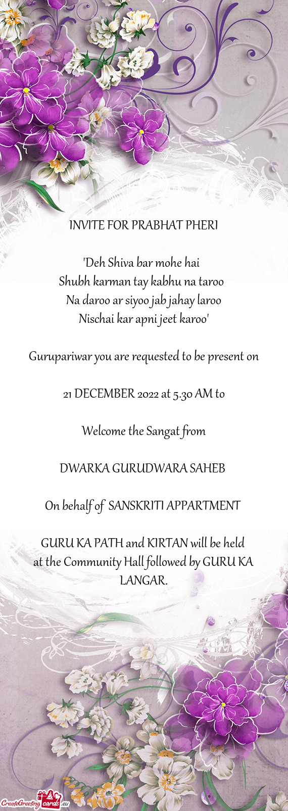 INVITE FOR PRABHAT PHERI