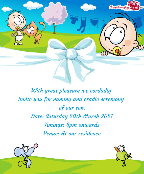 Invite you for naming and cradle ceremony