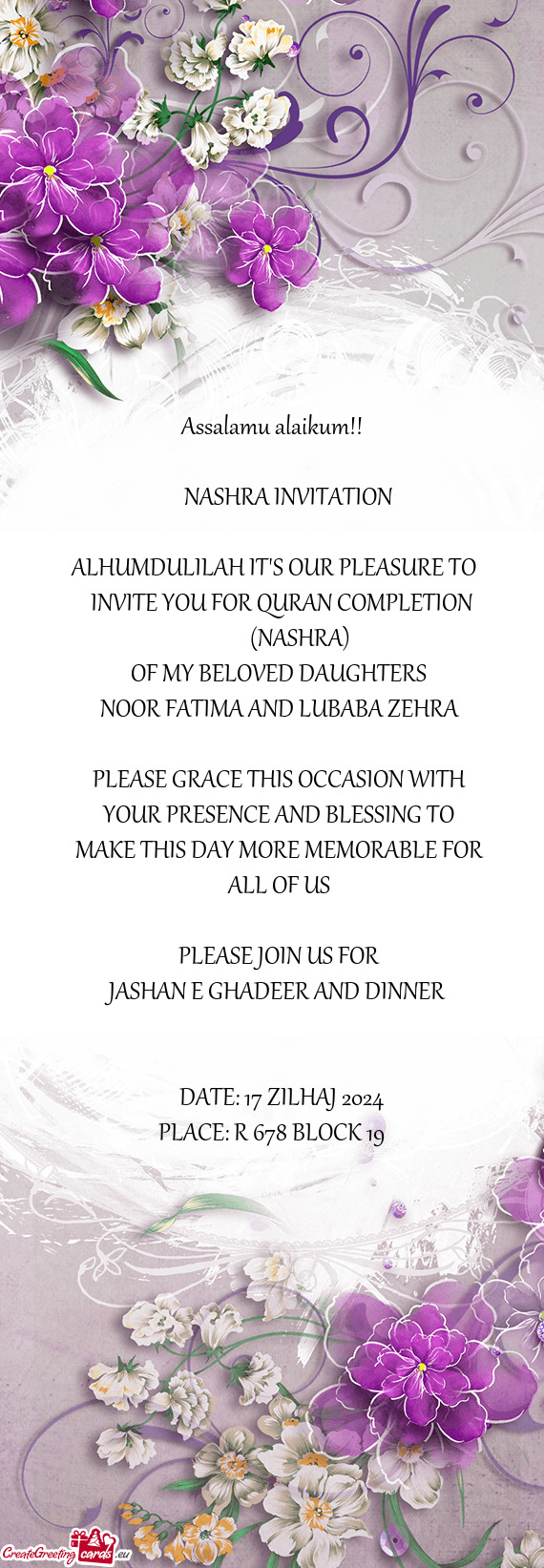 INVITE YOU FOR QURAN COMPLETION