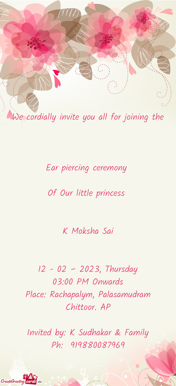 Invited by: K Sudhakar & Family