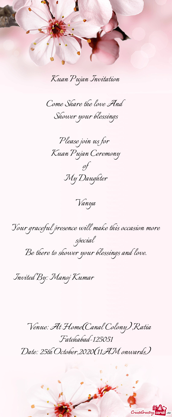 Invited By: Manoj Kumar