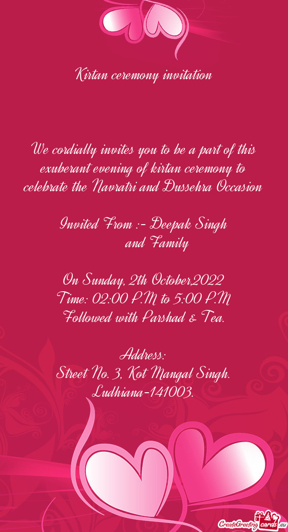 Invited From :- Deepak Singh