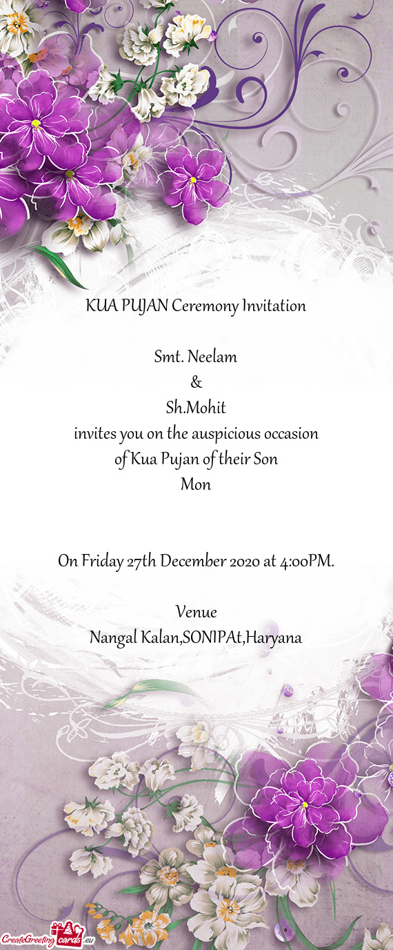 Invites you on the auspicious occasion