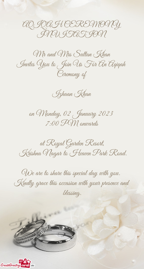 Invites You to Join Us For An Aqiqah