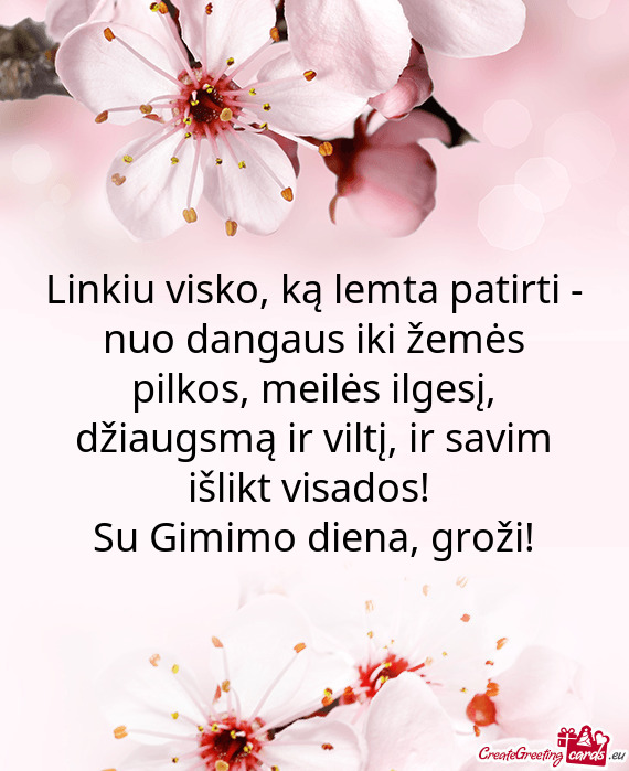 Ir savim išlikt visados! 
 Su Gimimo diena