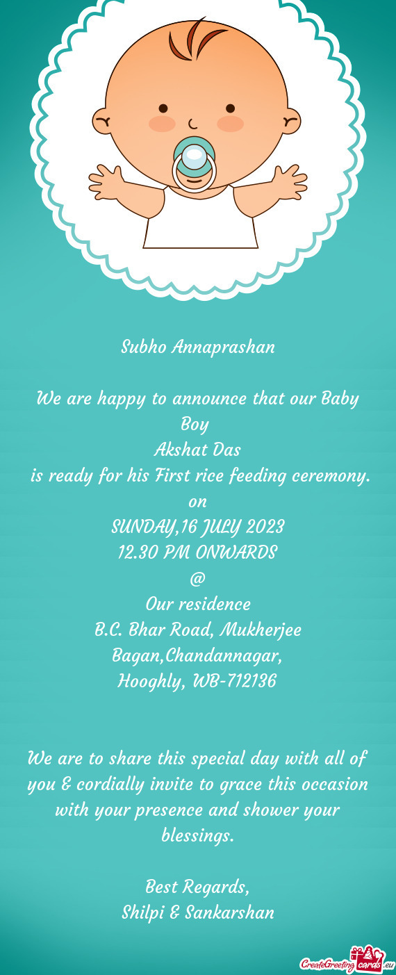 Is ready for his First rice feeding ceremony