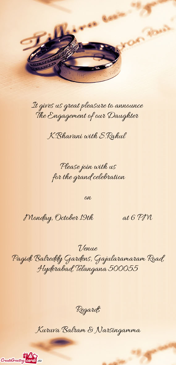 It gives us great pleasure to announce