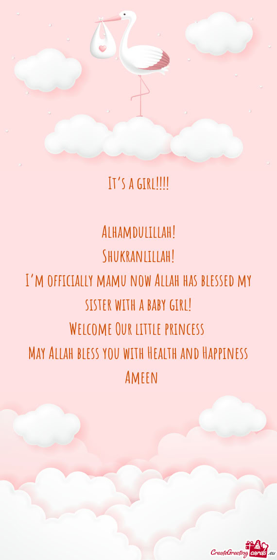 It’s a girl!!!! Alhamdulillah! Shukranlillah! I’m officially mamu now Allah has blessed my