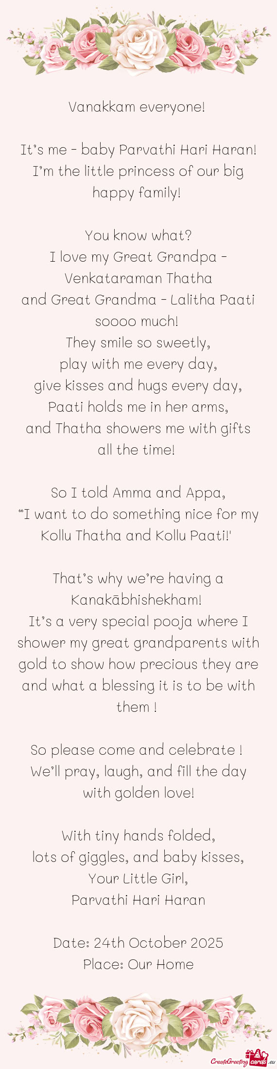 It’s me - baby Parvathi Hari Haran