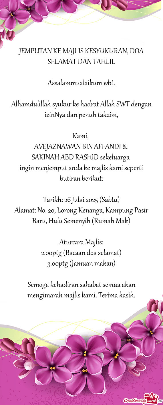 IzinNya dan penuh takzim