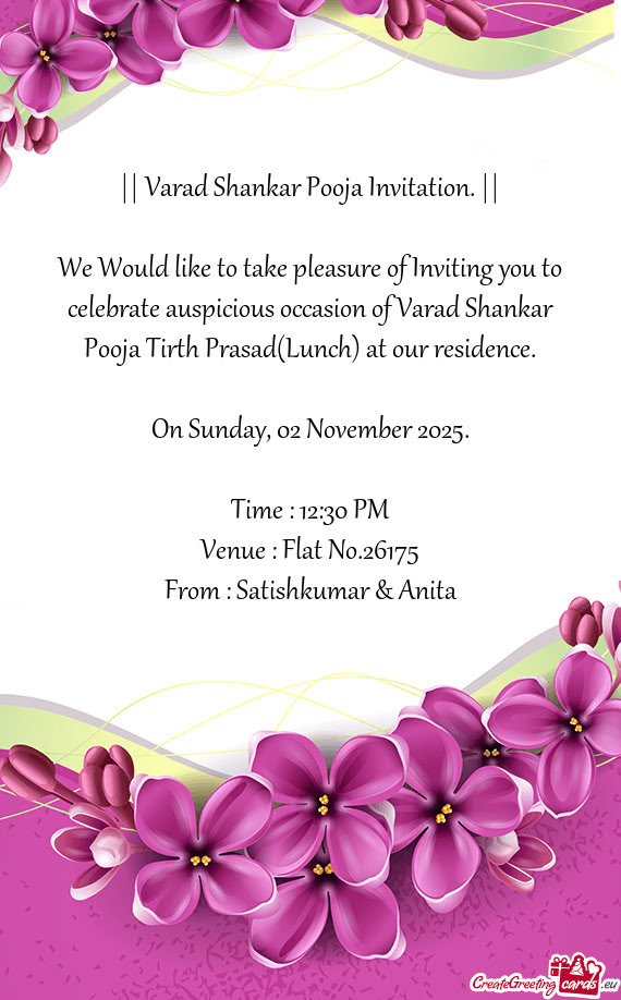 Ja Tirth Prasad(Lunch) at our residence