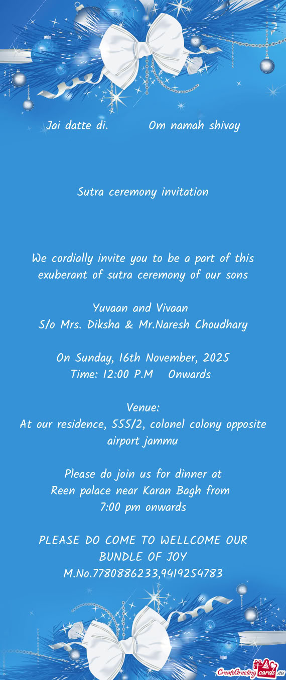 Jai datte di.  Om namah shivay