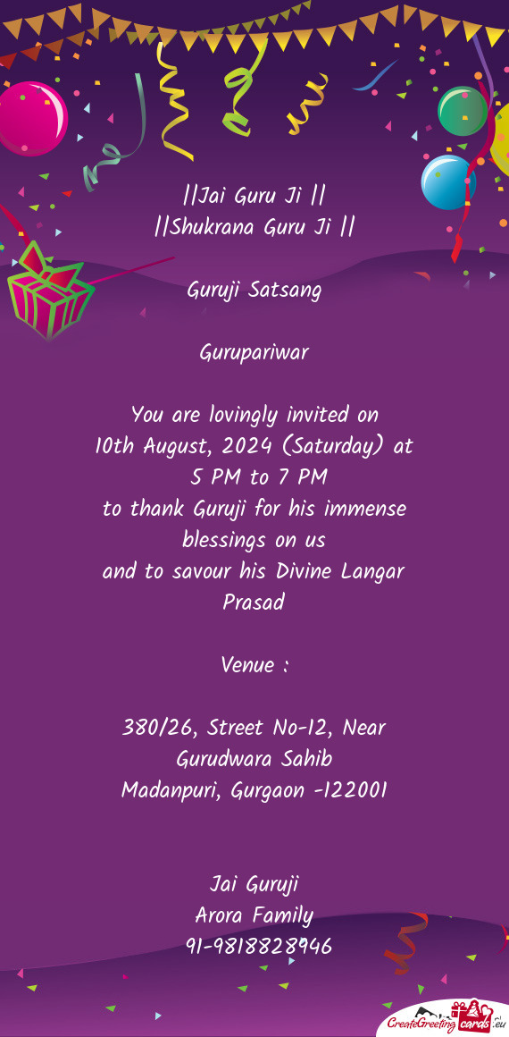 ||Jai Guru Ji ||