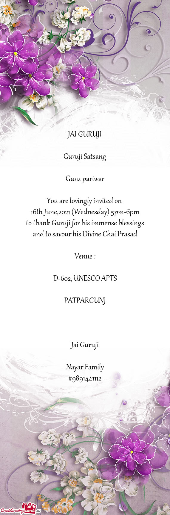 JAI GURUJI  Guruji Satsang  Guru pariwar  You are lovingly invited on  16th June