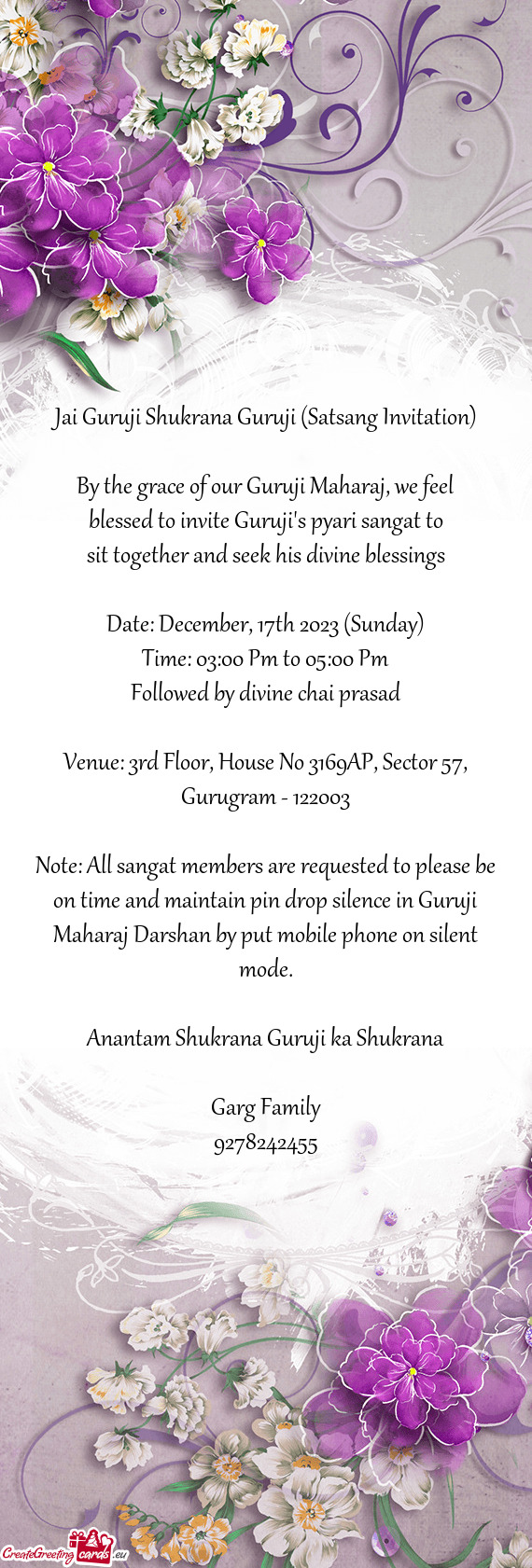 Jai Guruji Shukrana Guruji (Satsang Invitation)